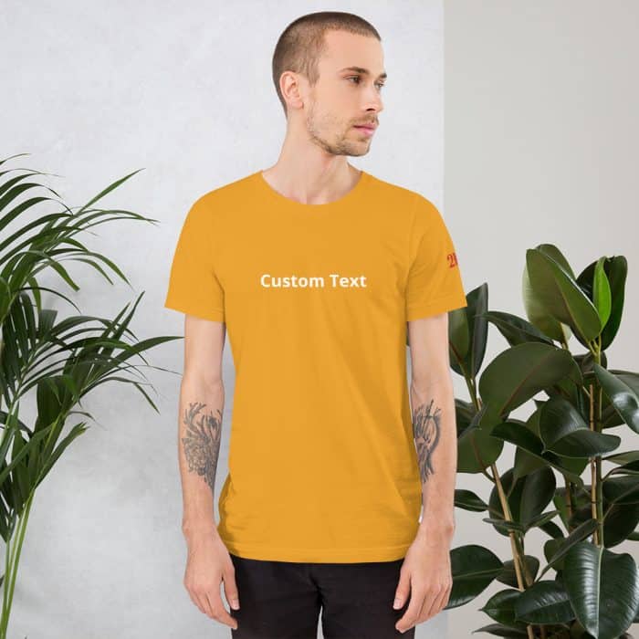 Unisex Staple T Shirt Mustard Front 64be57392b808.jpg